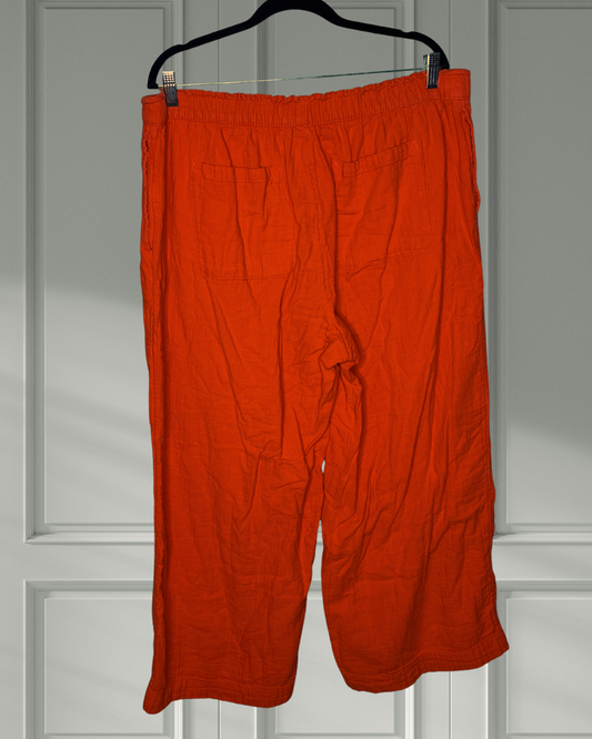 Red Paperbag Waist Lien Pants
