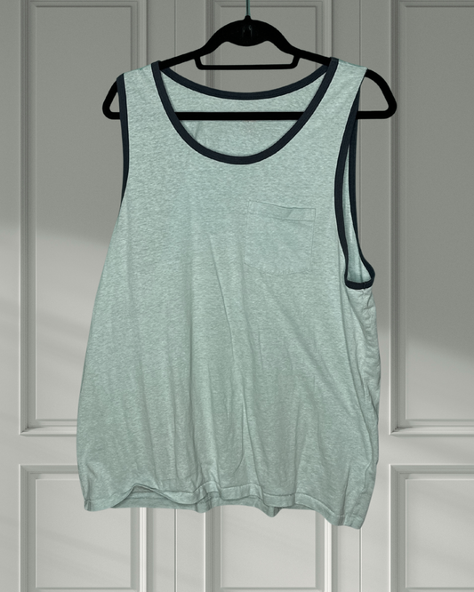 Light Blue w/ Navy Piping Tank Top