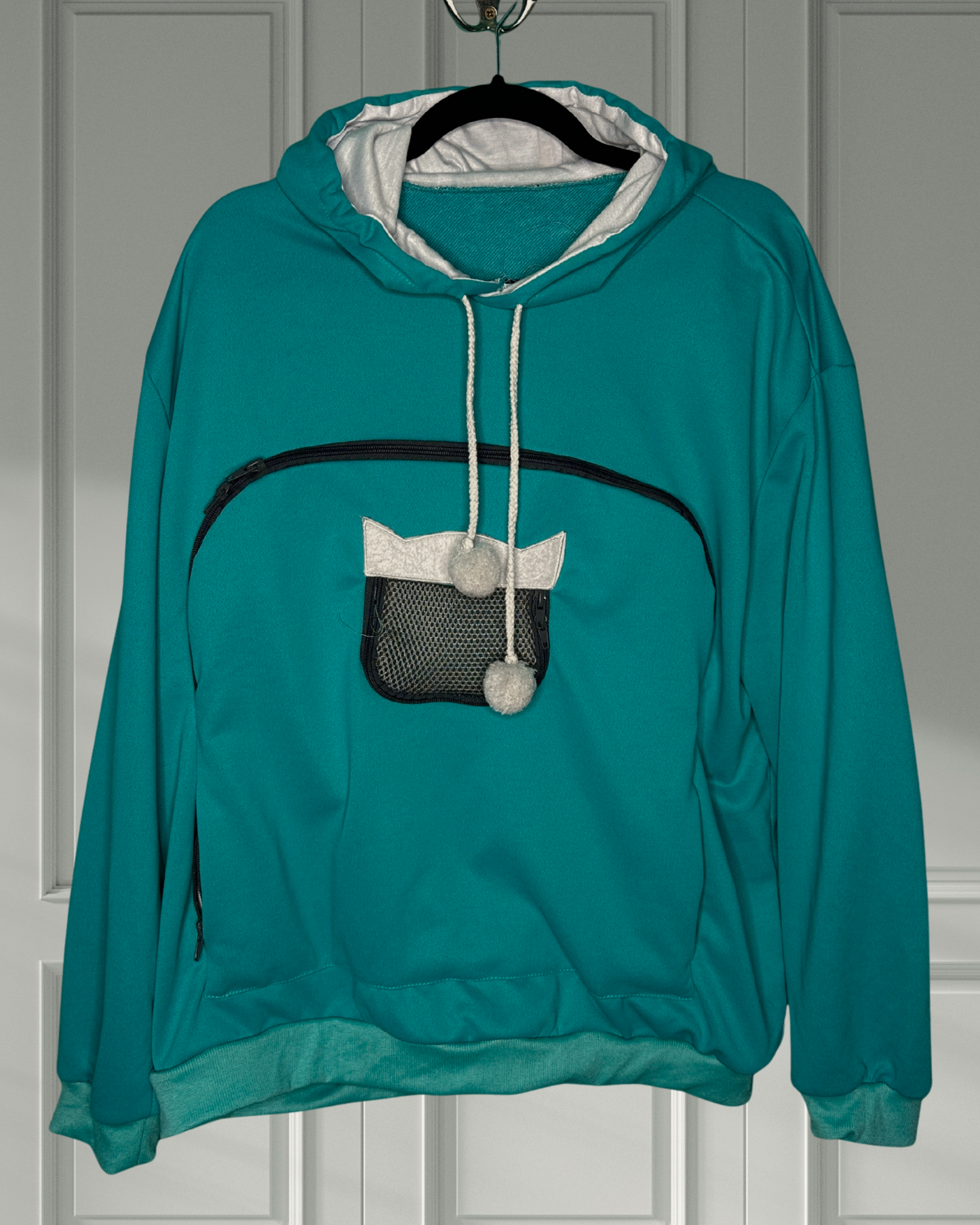 Baby Blue Hoodie W/ Zippered Cat Pocket