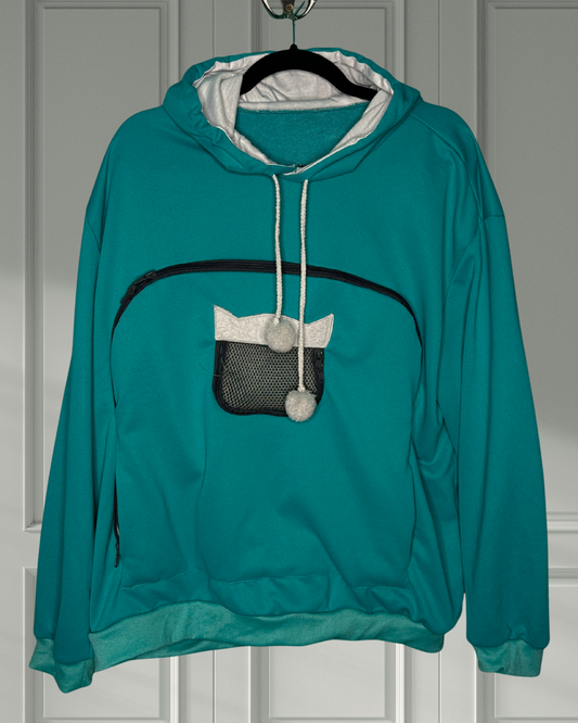 Baby Blue Hoodie W/ Zippered Cat Pocket