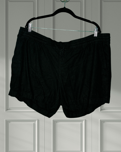 Black Paperbag Waist Shorts
