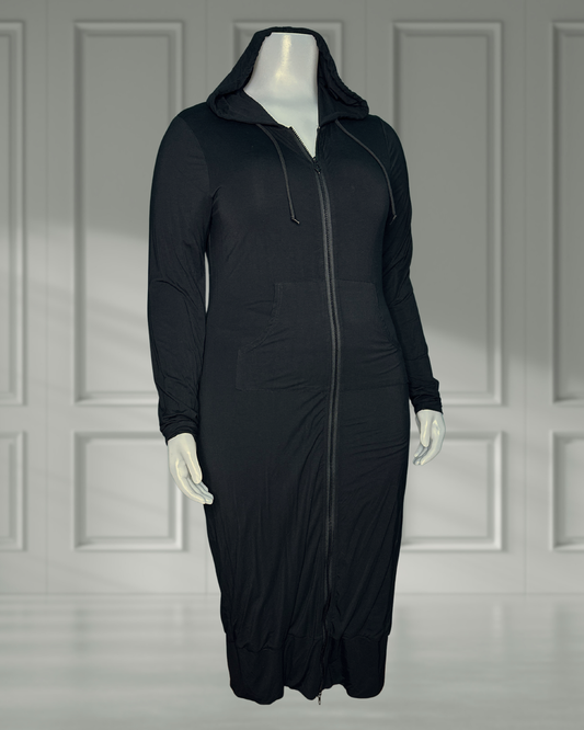 Black Maxi Long Sleeved Hoodie Dress