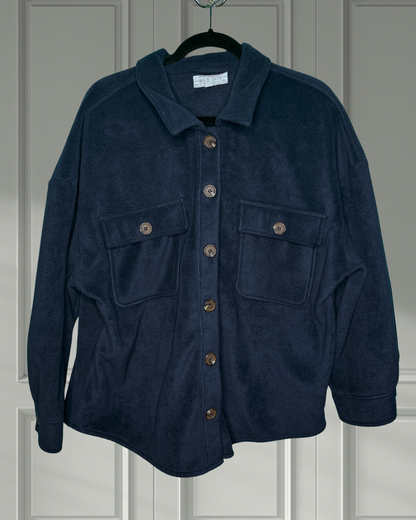 Navy Soft Blue Button Up Jacket