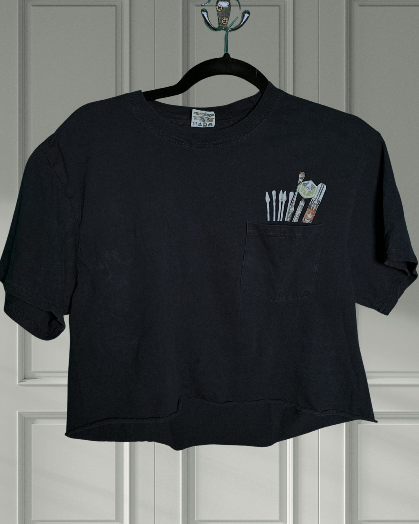 Black Short Sleeved Crop Top