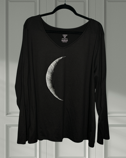 Black Long Sleeved Shirt w/ Moon Graphic