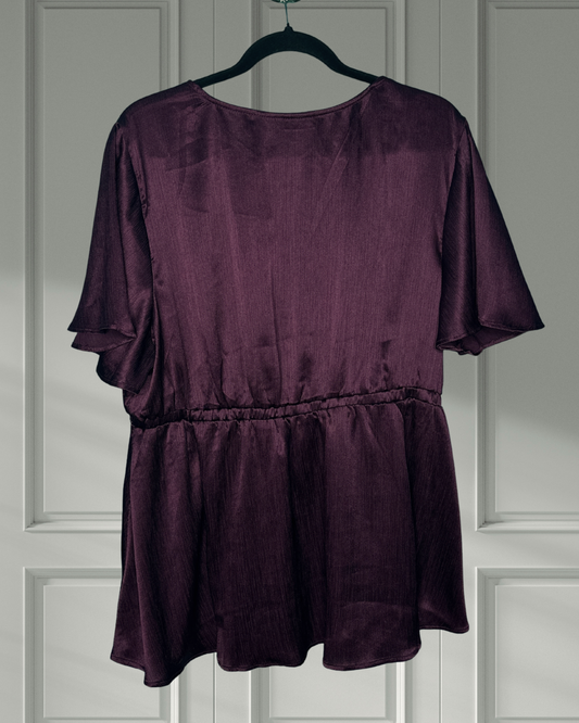 Burgandy V-Neck Empire Waist Blouse