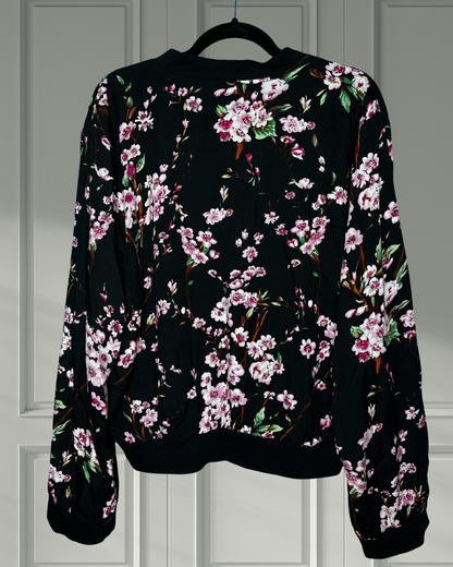 Black w/ Pink Floral Patterned Jacket