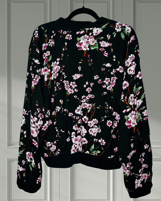 Black w/ Pink Floral Patterned Jacket