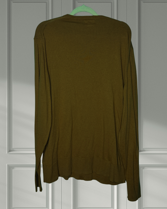 Mustard Long Sleeved V-Neck Knit Sweater