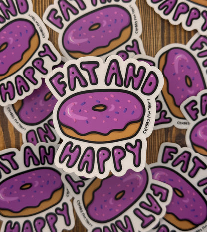 “Fat and Happy” Purple Donut Sticker