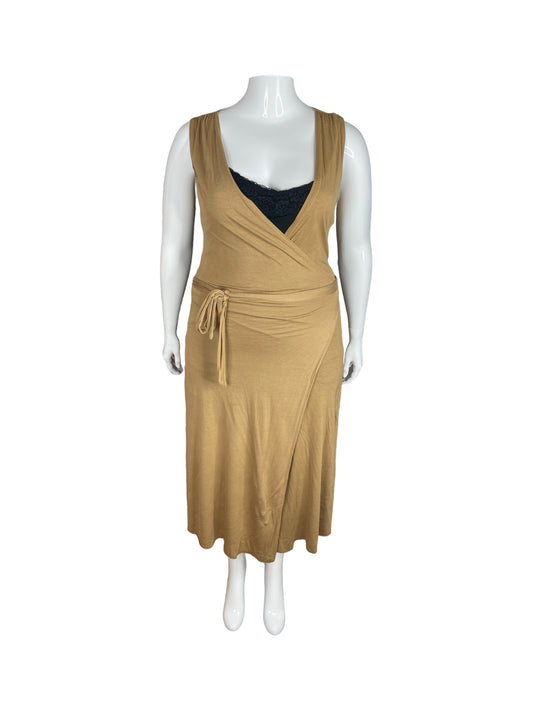 “Motive” Brown Wrap Sleeveless Dress (L)