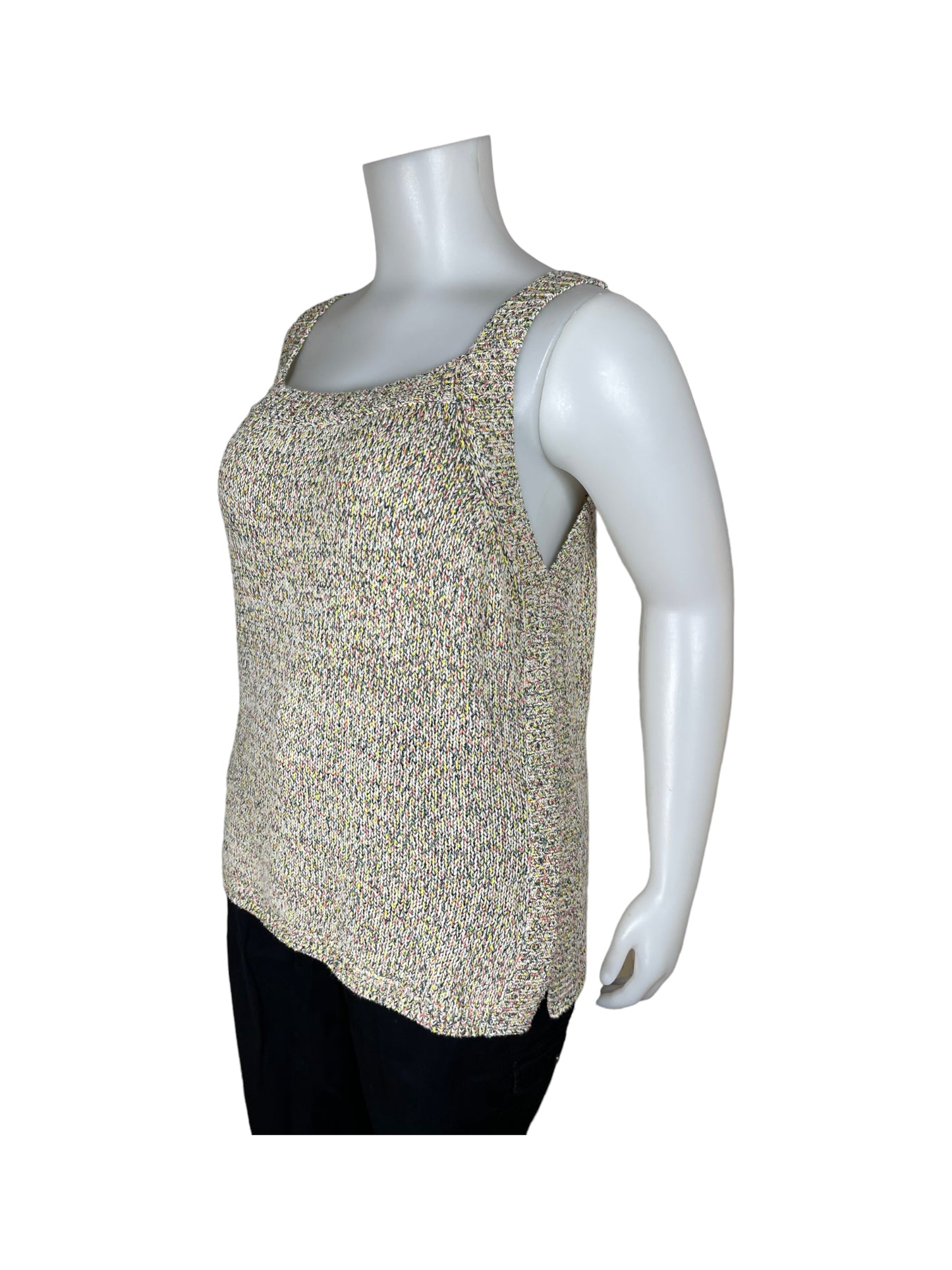 Knit Multicoloured Sleeveless Square Neck Tank