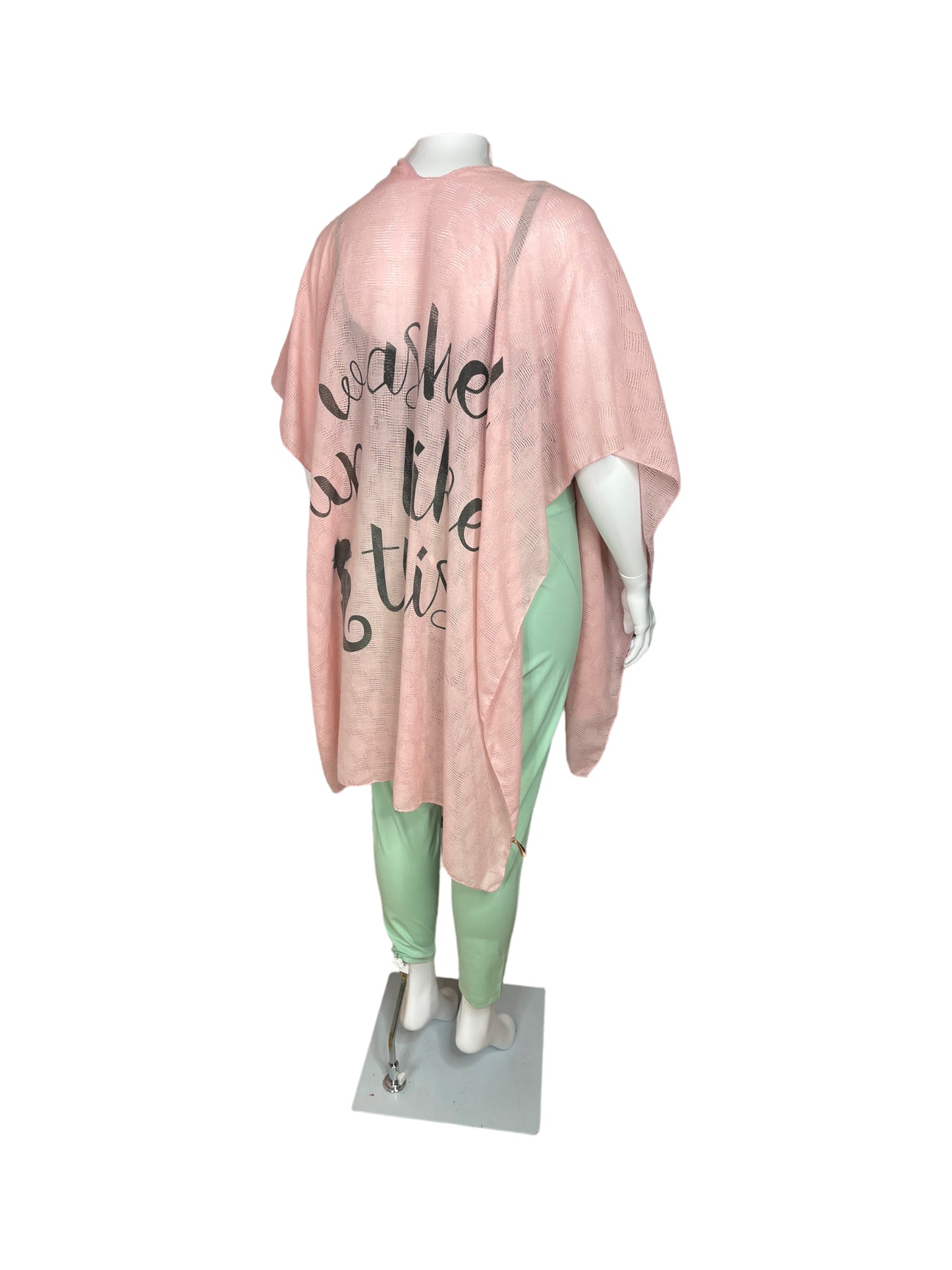 ‘I washed up like this’ in Black on Light Pink Scarf-igan