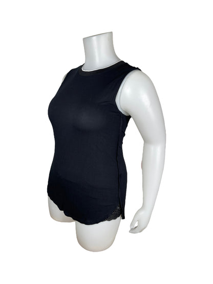 Black Sleeveless Top, White Trim on Collar