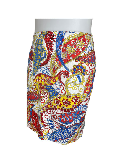 “Talbots” Vintage Floral-ish Skirt, Primary Colours on White (22W)