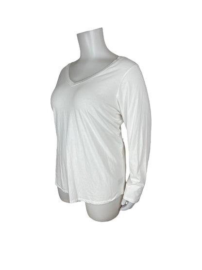 White V-neck Long Sleeve Shirt