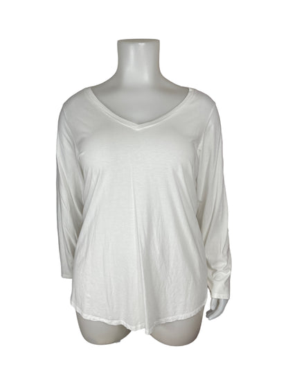 White V-neck Long Sleeve Shirt