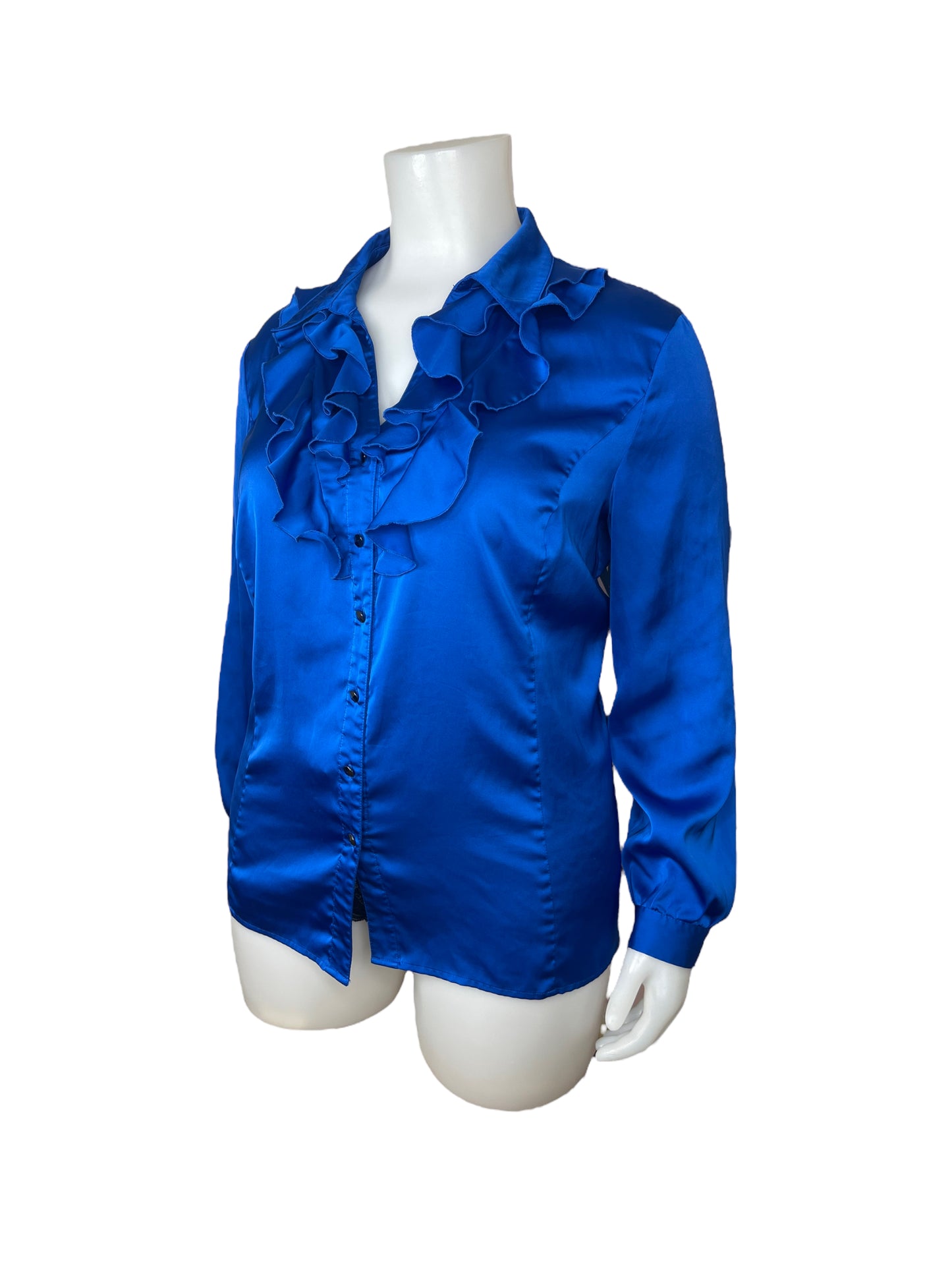 "Alex Marie" Silky Blue Frilly Shirt (3X)