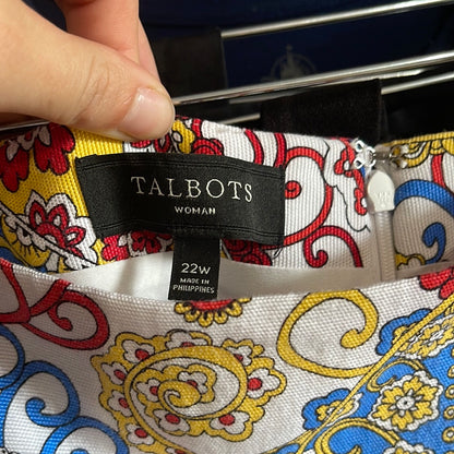 “Talbots” Vintage Floral-ish Skirt, Primary Colours on White (22W)