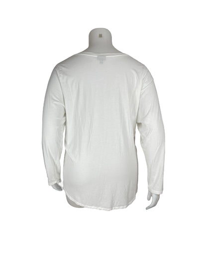 White V-neck Long Sleeve Shirt