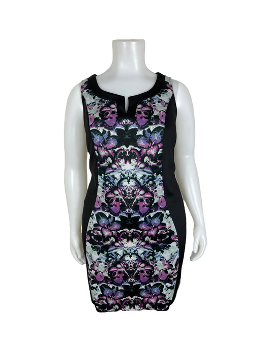 "Addition Elle" Sleeveless Black and Purple Dress (3X)