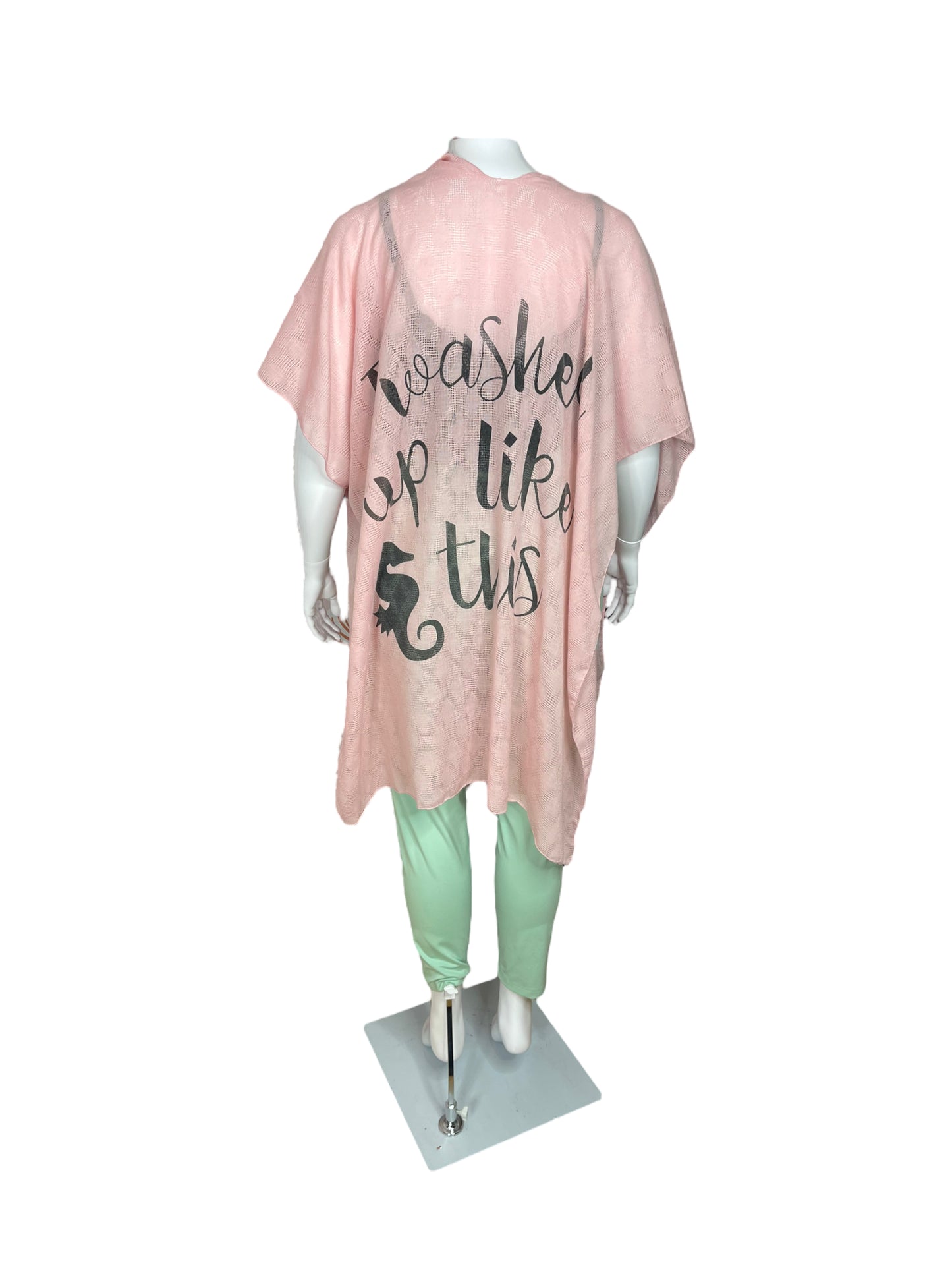 ‘I washed up like this’ in Black on Light Pink Scarf-igan