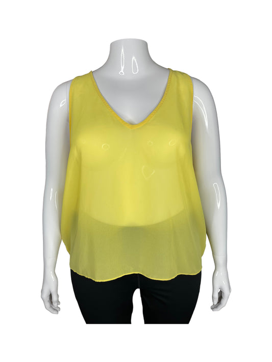 “Guess” Sheer Yellow Sleevelss Top (L)