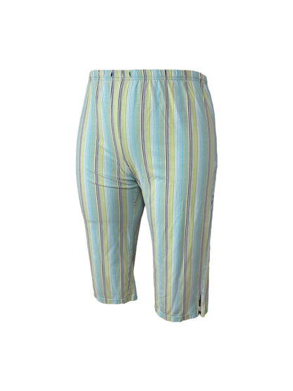 "Addition Elle" Vertical Stripe Teal Capris (1X)