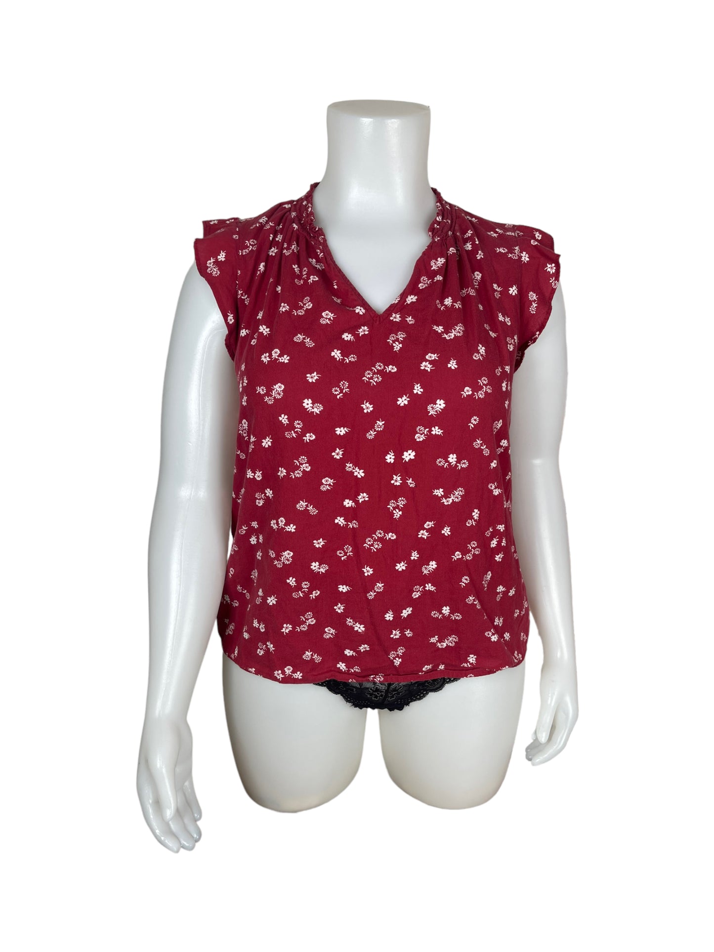 "Old Navy" Red V-neck floral Shirt (XL)