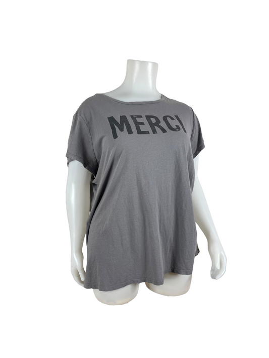 "Old Navy" Graphic Grey T-shirt 'MERCI' (4X)