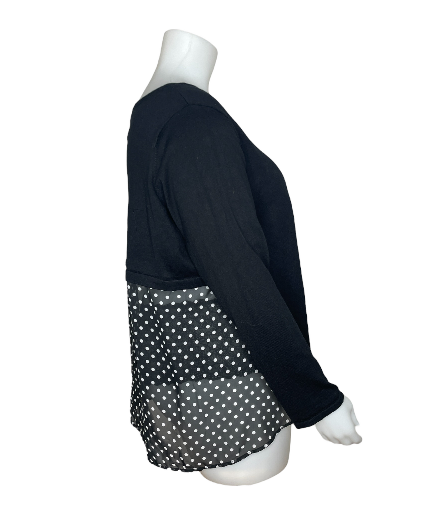 "Cyrus" Black Long-sleeve Shirt with Polkadot Accents (3X)