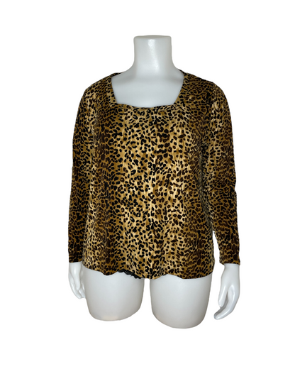 "Grace" Leopard Print Long-sleeve Shirt (3X)