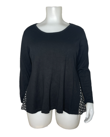 Black Long-sleeve Shirt with Polkadot Accents