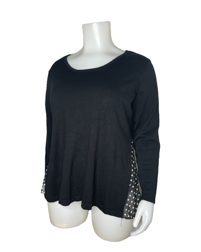 Black Long-sleeve Shirt with Polkadot Accents