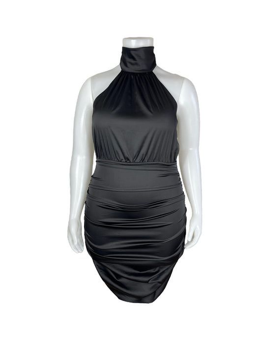 "Fashion Nova" Shiny Black Turtleneck Dress (1X)