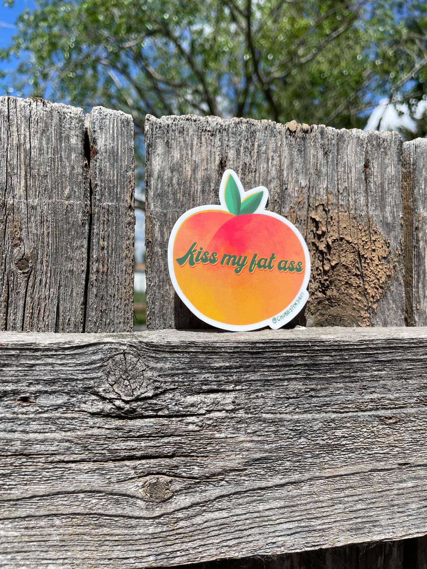 “Kiss My Fat Ass” Peach Sticker