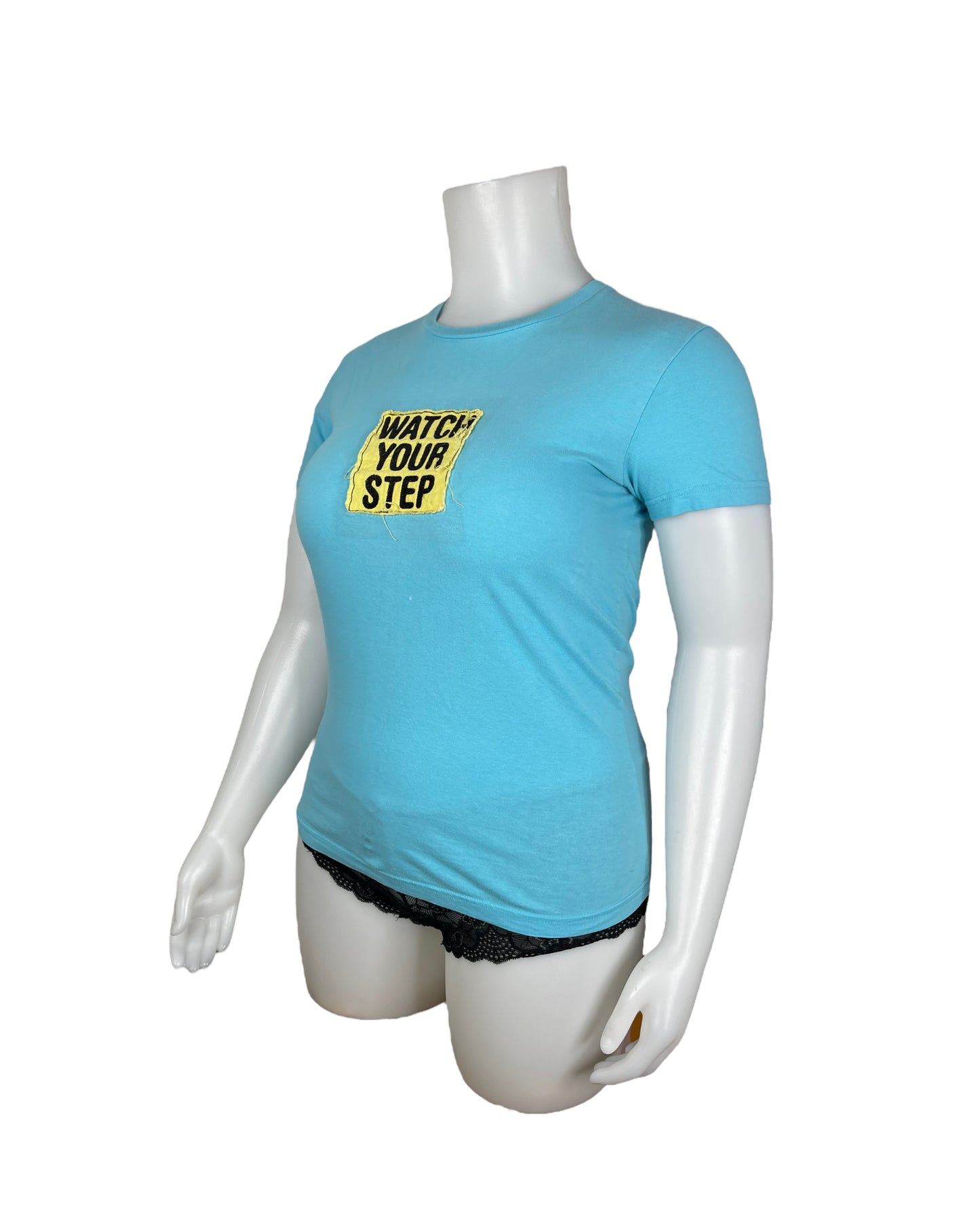 "American Apparel" Baby Blue 'Watch Your Step' Shirt (2XL)