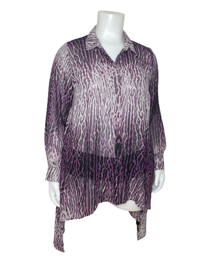 “MBLM” Purple Ombré Long-Sleeved Sheer Blouse (1)