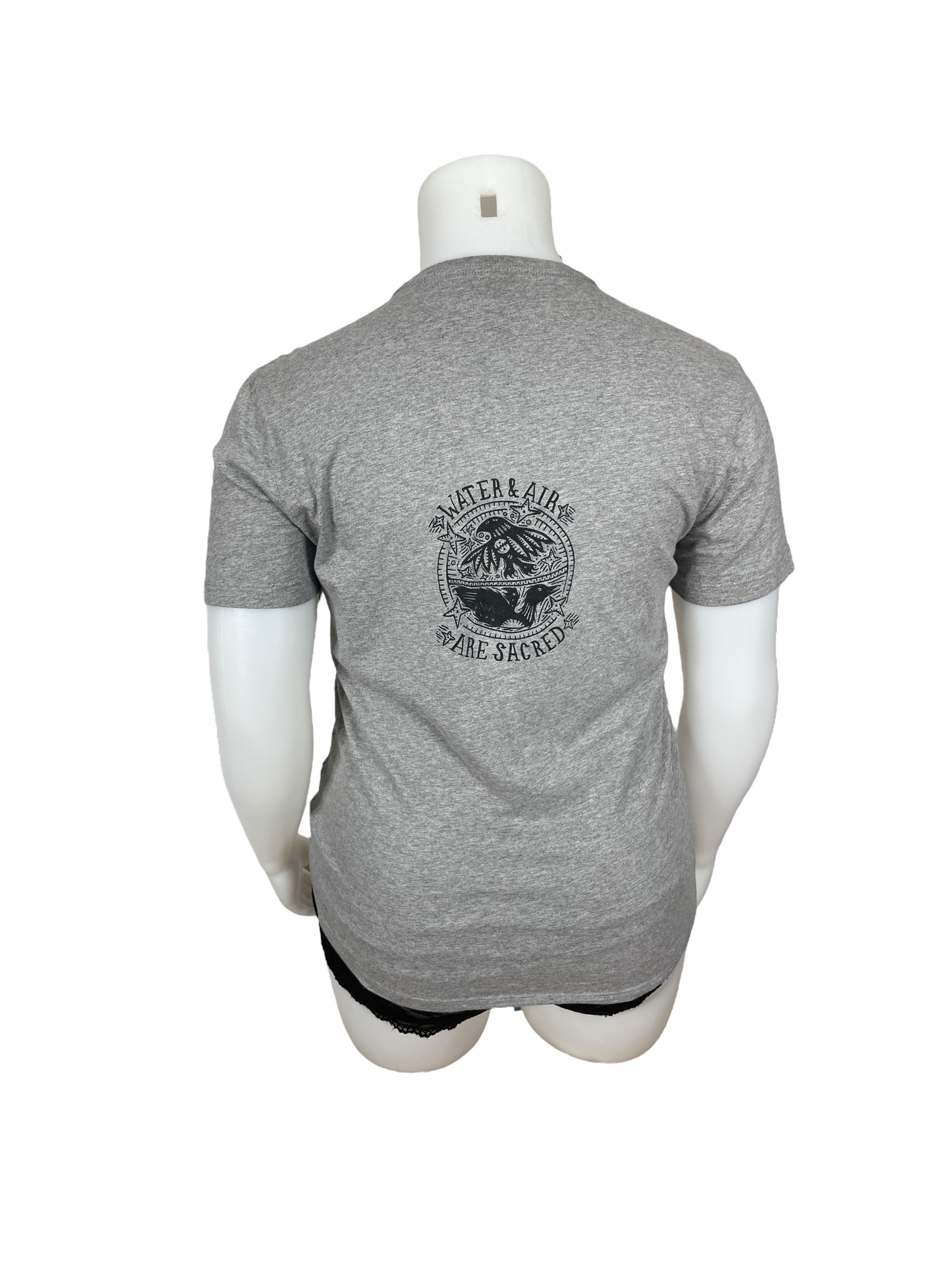 "Joe Fresh" Grey T shirt with 'Water & Air Are Sacred' design (L)