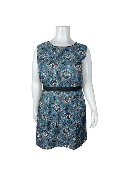 "Loft" Blue Pattern Knee length Dress (18)