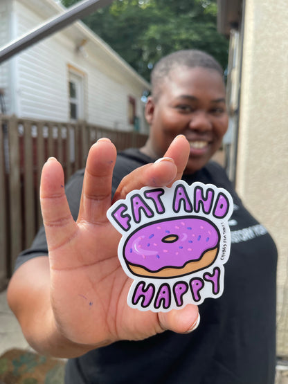 “Fat and Happy” Purple Donut Sticker
